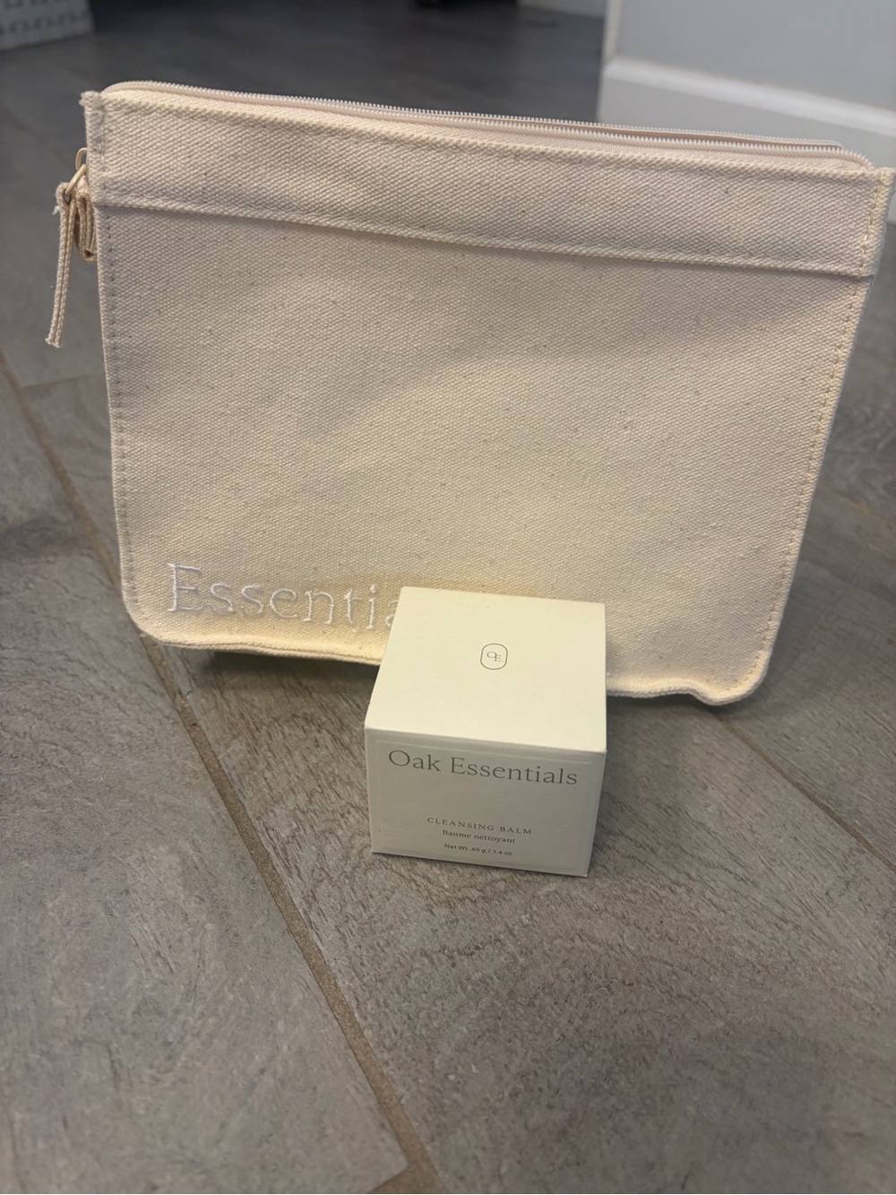 Oak Essentials cleansing balm in Canvas Zip Pouch in Cream